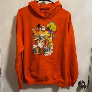 Nickelodeon Kids Unisex Boys Girl Rug Rats Kangaroo Pocket‎ Orange Hoodie Medium
